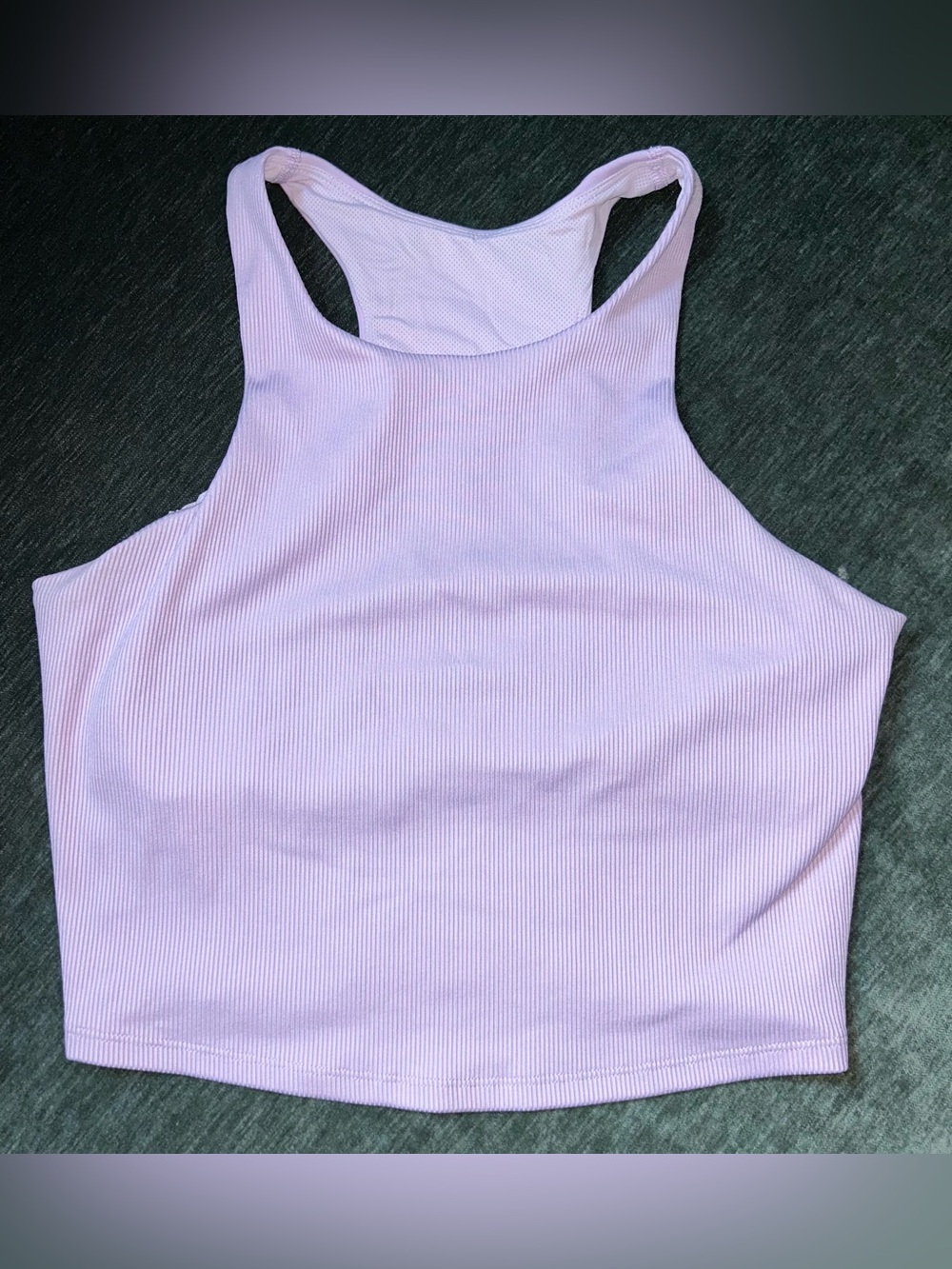 all in motion Lilac Ribbed High-Neck Racerback Crop Tank